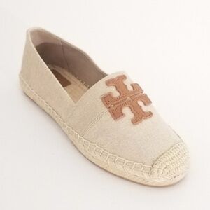 Tory Burch Beige Espadrilles with Brown Logo in Size 6.5 Preloved